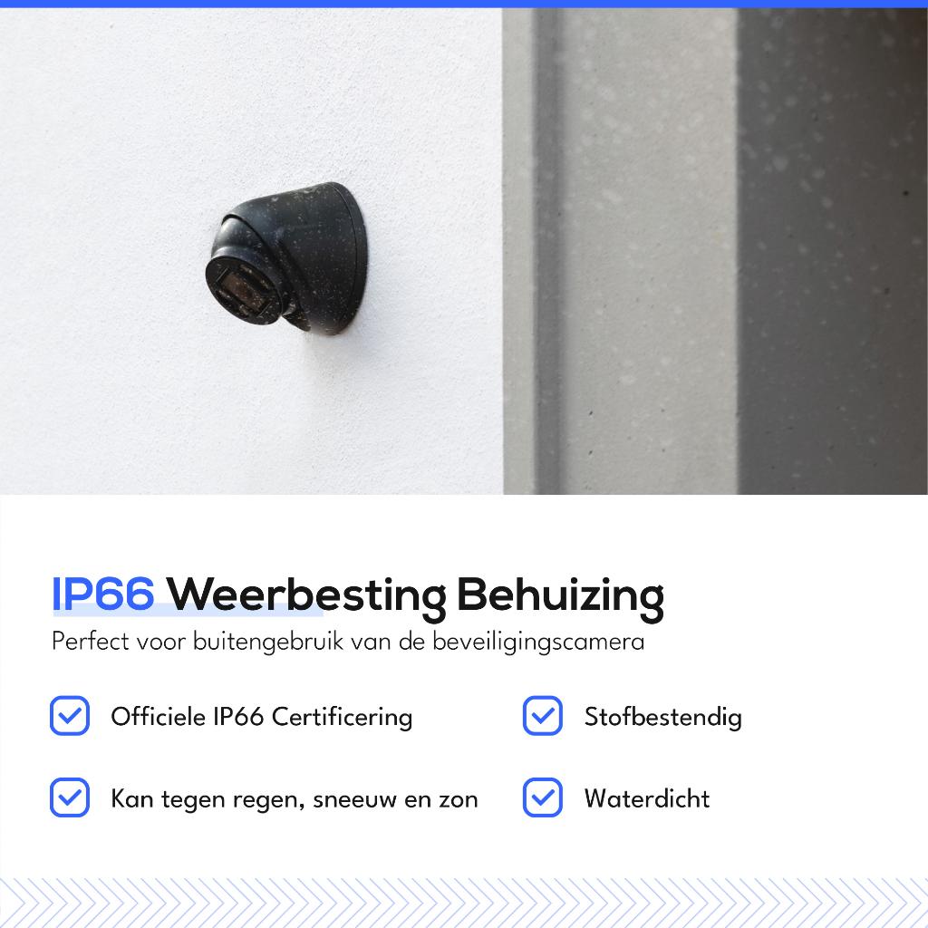 Teceye PoE cameraset 4 stuks met 500GB recorder Zwart CCTV, Ophalen of Verzenden, Nieuw, Buitencamera