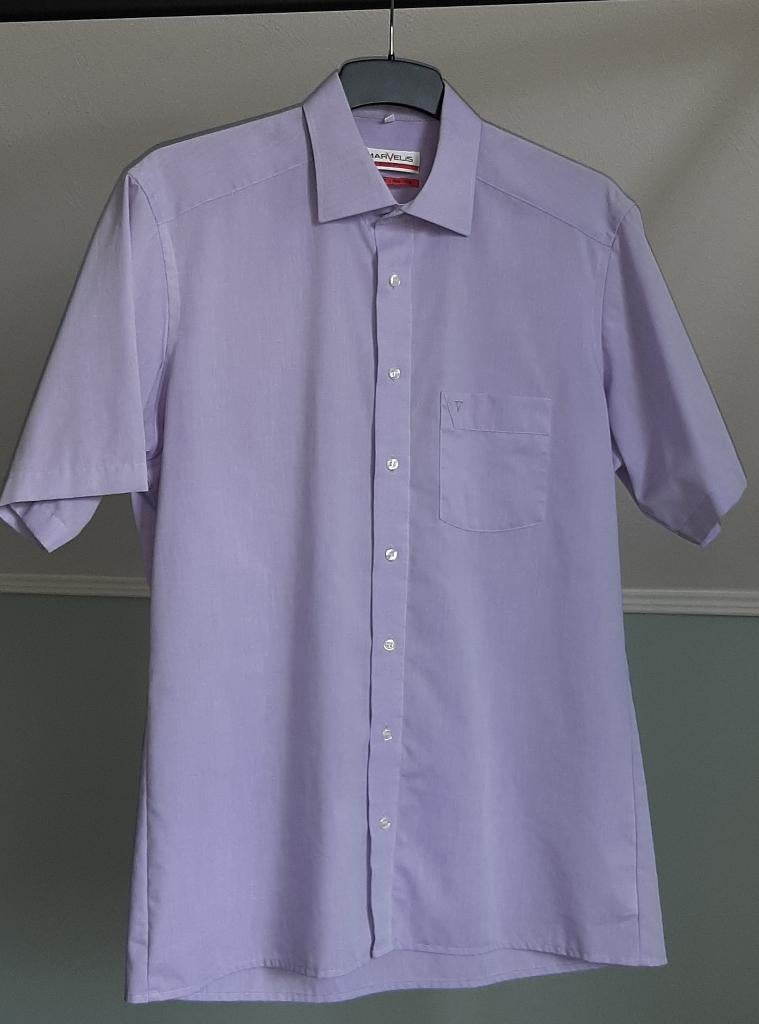 Overhemd paars korte mouw strijkvrij mt 42 L, Kleding | Heren, Overhemden, Marvelis, Paars, Ophalen of Verzenden, Zo goed als nieuw