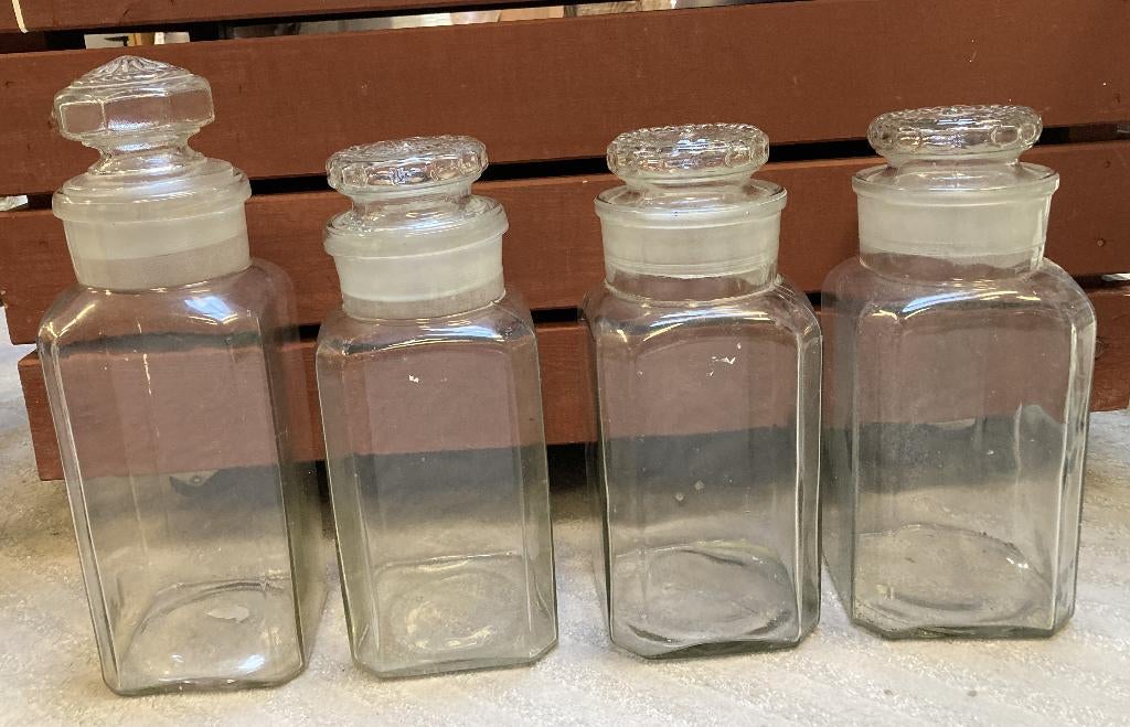 Brocante oude glazen stopflessen - snoeppotten, Ophalen of Verzenden