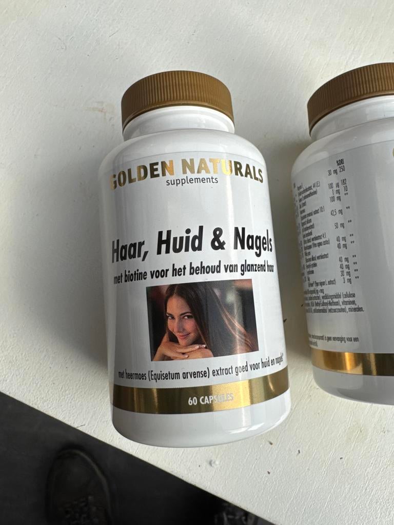 Golden Naturals Haar, Huid & Nagels - 60 capsules 2 potjes, Ophalen of Verzenden, Nieuw, Gehele gezicht, Verzorging