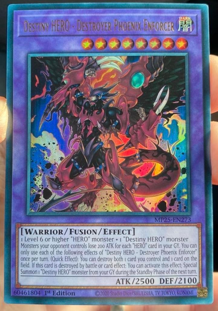 Yu-Gi-Oh! Destiny HERO - Destroyer Phoenix Enforcer MP25 !, Ophalen of Verzenden, Zo goed als nieuw, Losse kaart, Foil