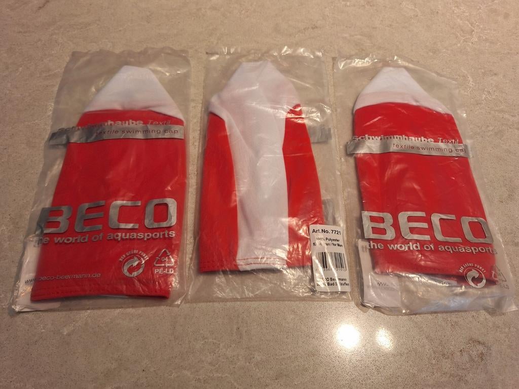 3x Beco Textiel Zwemmuts - Nieuw in Verpakking, Overige typen, Ophalen of Verzenden, Rood, Nieuw