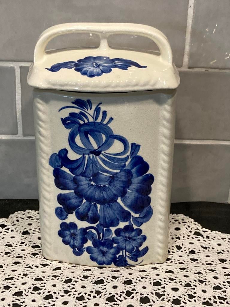 Voorraadpot, blauwe bloem (110326h), Gebruikt, Overige typen, Ophalen of Verzenden, Overige stijlen