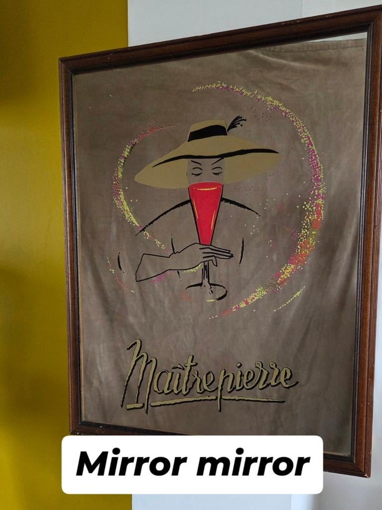 Vintage Franse reclamespiegel Maîtrepierre, Antiek en Kunst, Ophalen, Minder dan 50 cm