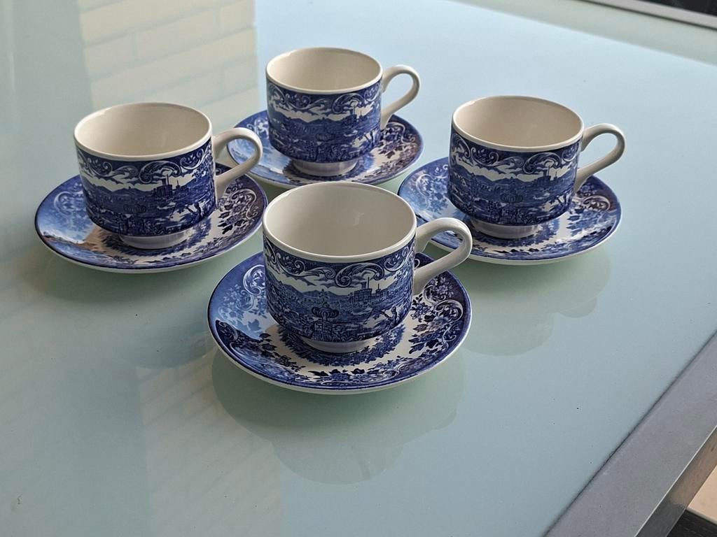 Prachtige set BROADHURST ENGLAND 4 kopjes met schoteltjes, Antiek en Kunst, Ophalen of Verzenden