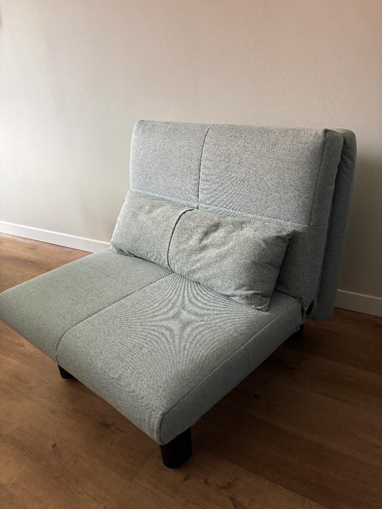 1 persoons slaapbank inclusief topper, Ophalen, Gebruikt, Eenpersoons, Blauw