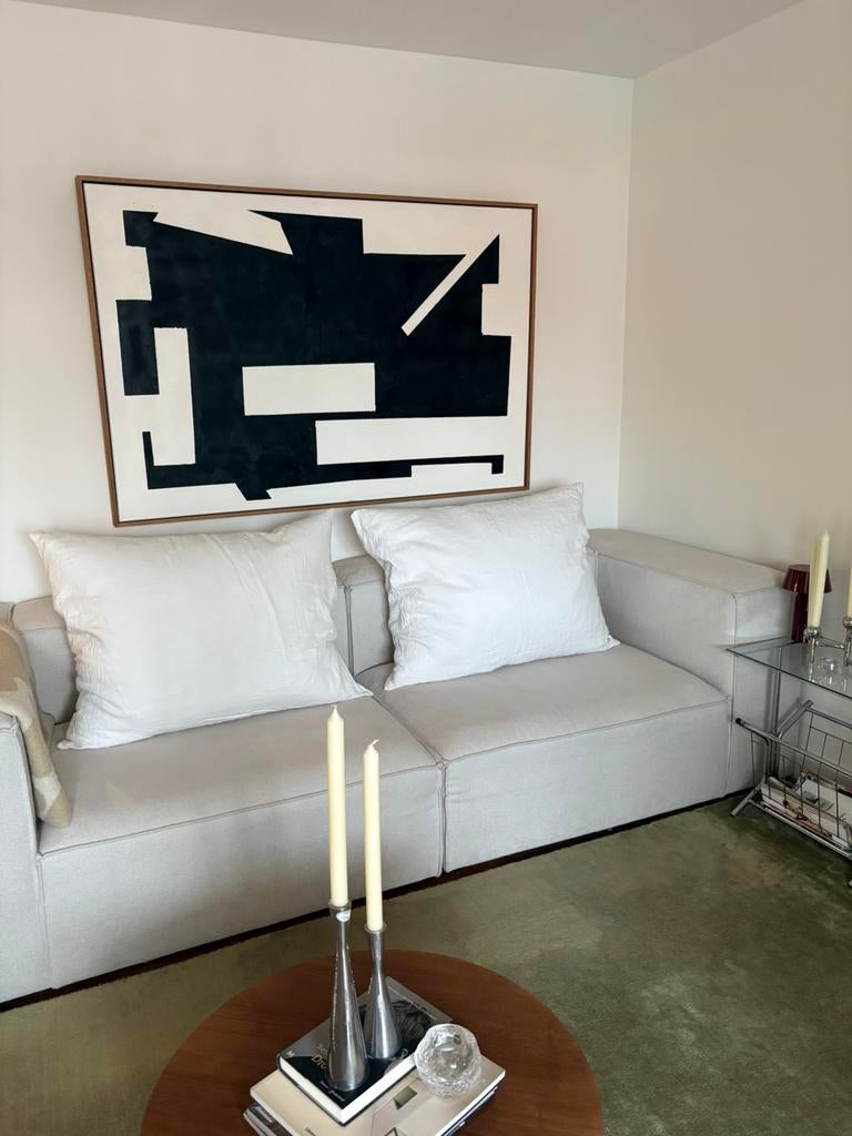 Mooie set van linnen XXL kussens ZARA home, Ophalen, Zo goed als nieuw, Wit, Rechthoekig