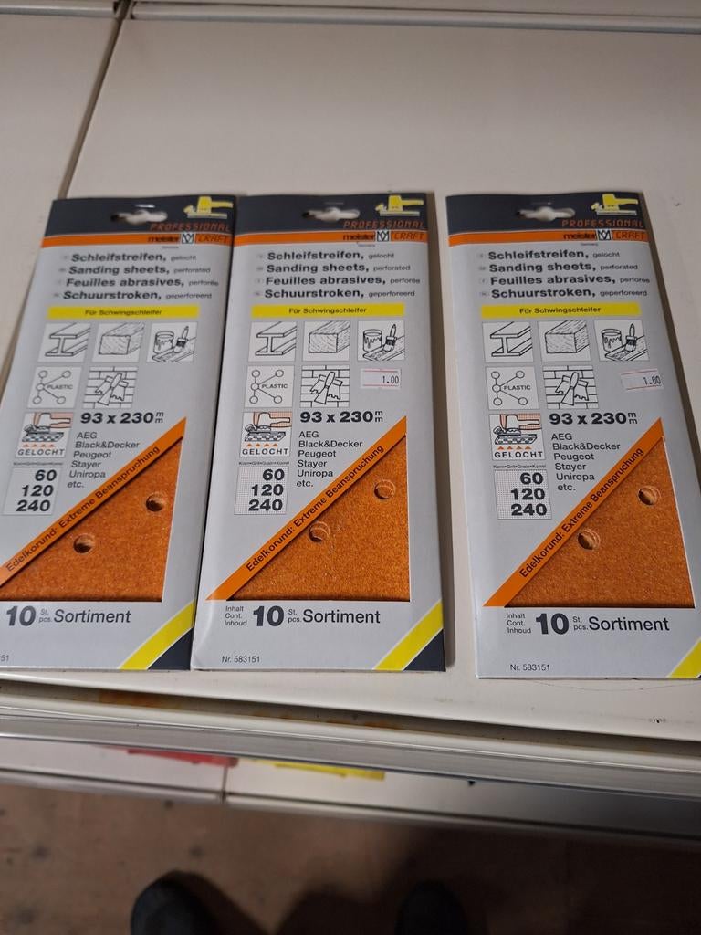 Schuurpapier meister 93x230 mm 10 stuks in pakje, Doe-het-zelf en Verbouw, Ophalen of Verzenden, Nieuw