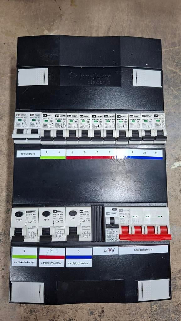 Schneider 3-fase Groepenkast met kookgroep en 10 automaten, Ophalen of Verzenden, Nieuw, Overige typen