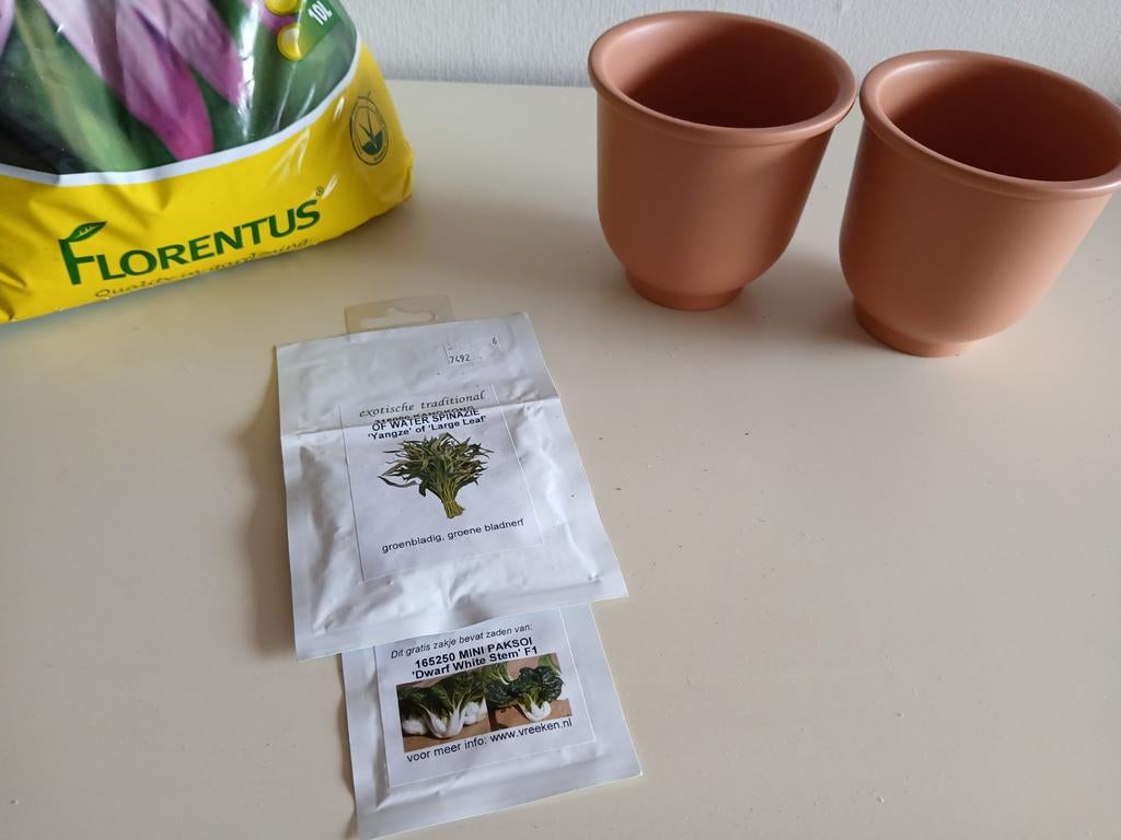 Complete kweekset: Waterspinazie & Paksoi, Tuin en Terras, Bloempotten, Rond, Nieuw, Ophalen of Verzenden, Balkon