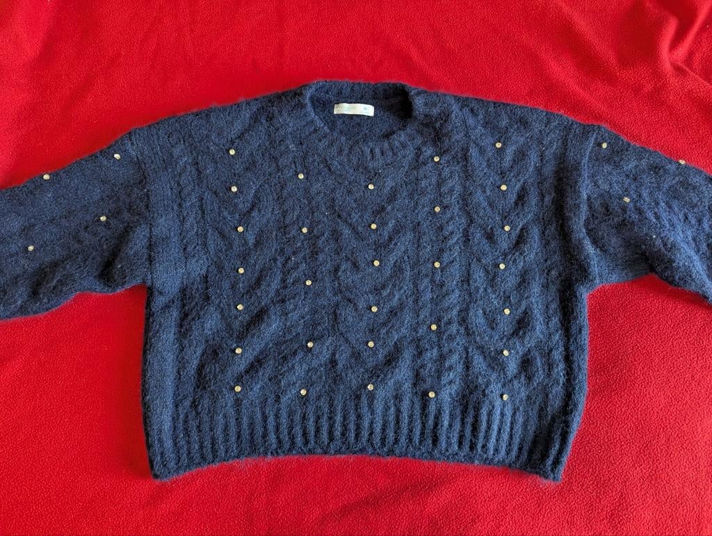 Donkerblauwe trui met steentjes, Kleding | Dames, Ophalen of Verzenden