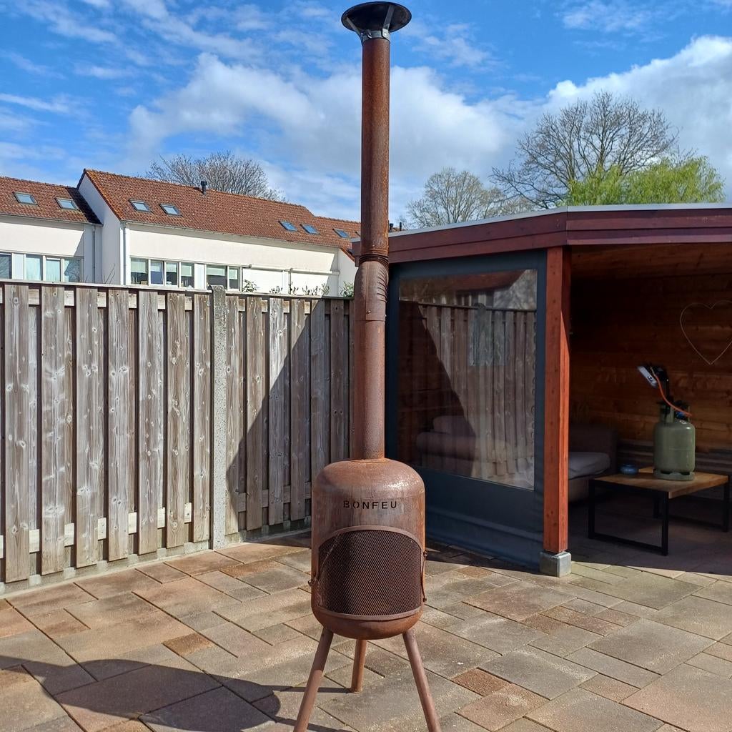 Bonfeu tuinkachel i.z.g.st. met extra opzetstuk en kap, Tuin en Terras, Tuinhaarden, Ophalen, Zo goed als nieuw