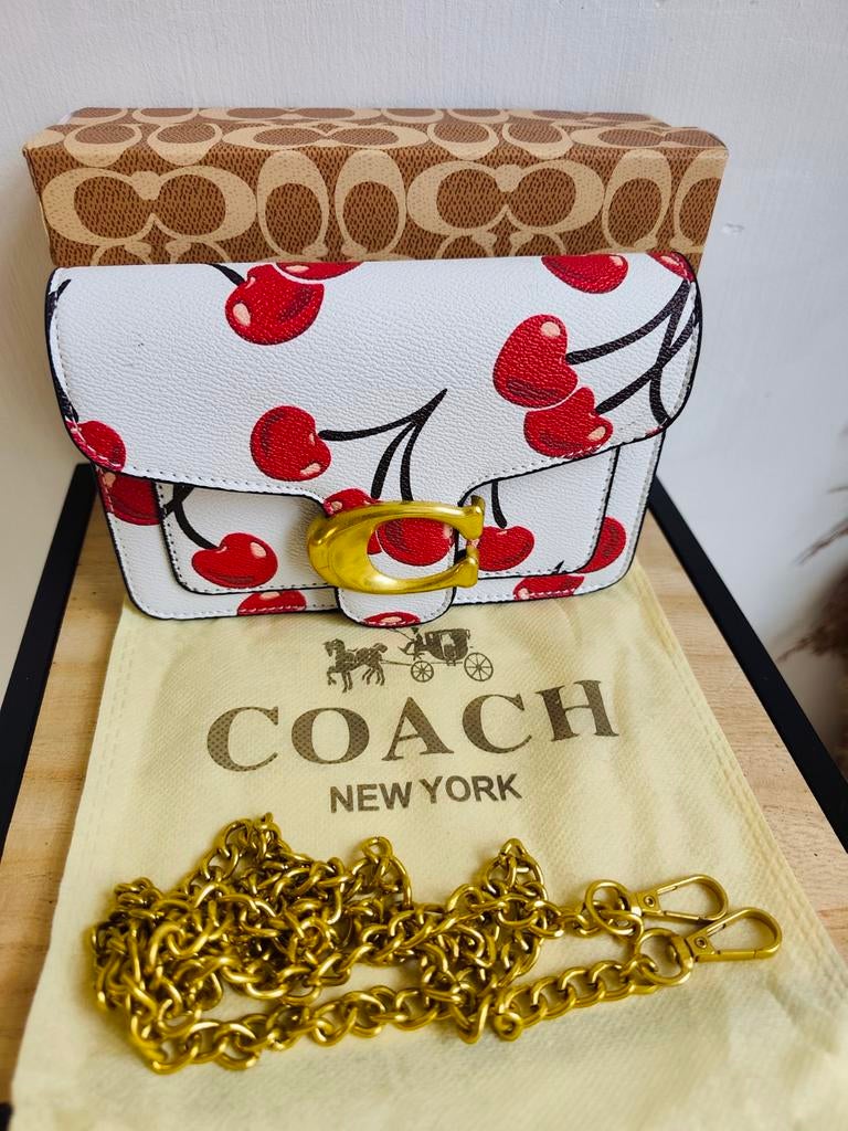 Nieuwe Coach Cherry Tabby handtas met kersprint, Ophalen of Verzenden, Nieuw, Wit, Handtas