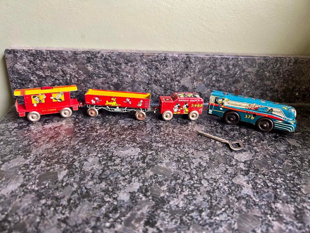 1950 -Donald Duck Trein, windup -Linemar, Ophalen of Verzenden