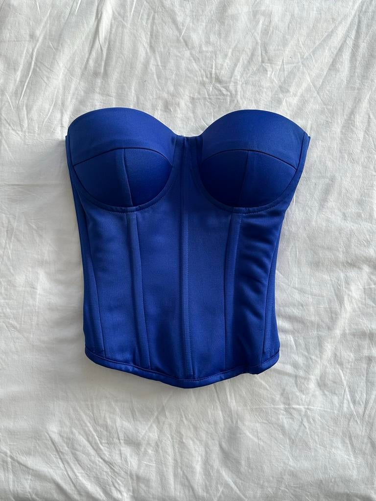 Blauwe Corset Top - Maat XS (Buste 80, Taille 60), Blauw, Ophalen of Verzenden, Zo goed als nieuw, Zonder mouw