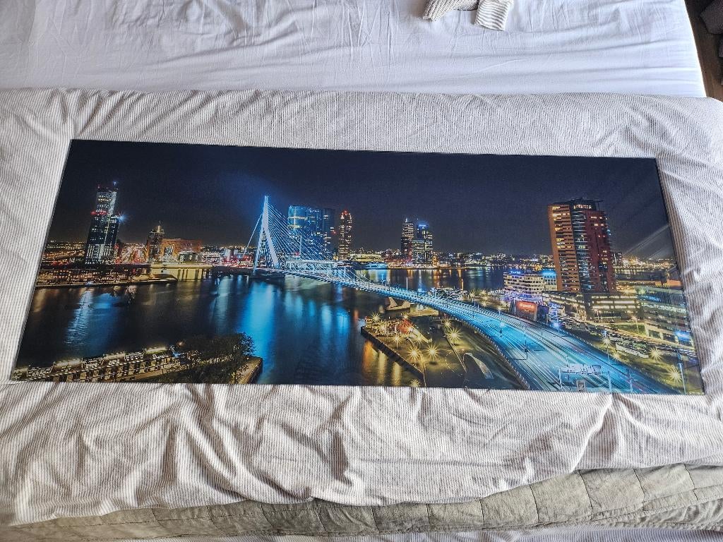 Schilderij Erasmusbrug Rotterdam Plexiglas, Ophalen, 50 tot 75 cm, Zo goed als nieuw, Schilderij