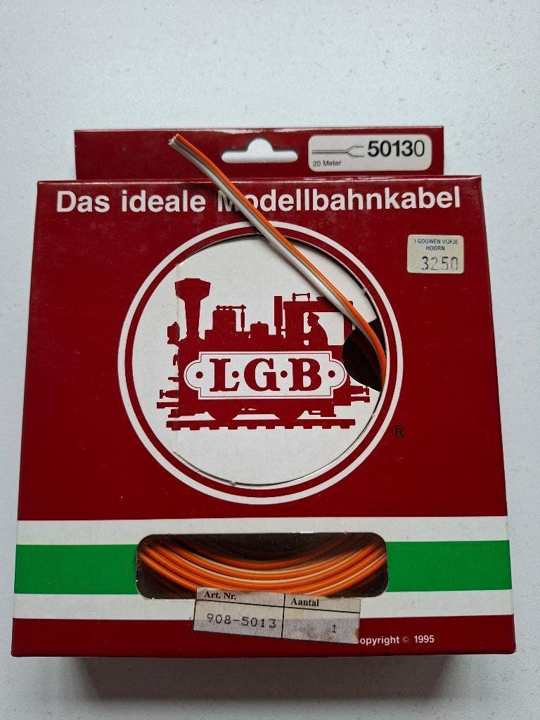 LGB 50130 - 20 meter dubbele draad oranje/wit, Transformator of Voeding, Gelijkstroom of Wisselstroom, Nieuw, Ophalen of Verzenden
