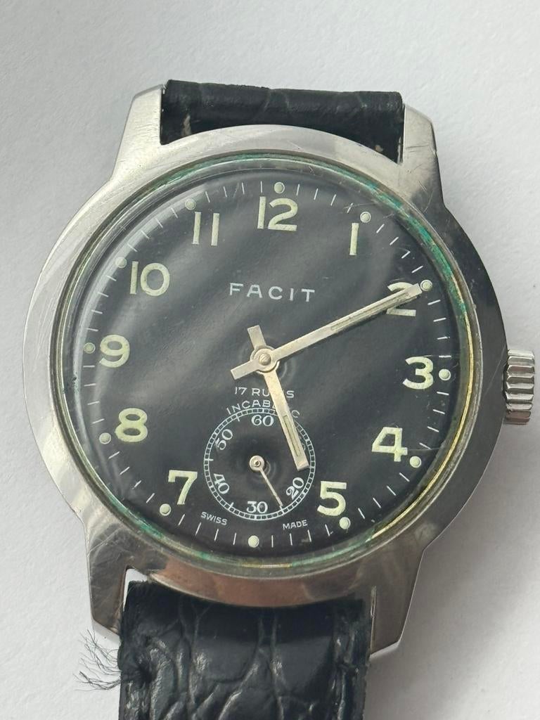 Vintage Zwitsers mechanisch horloge Facit 17 Jewels, Antiek en Kunst, Ophalen of Verzenden