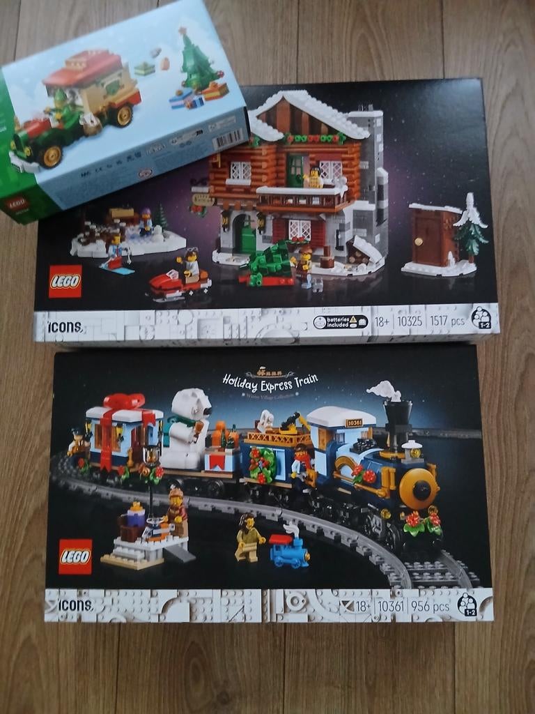 Lego 10325 Skihut, 10361 Kersttrein & 40746 Bezorgtruck, Ophalen of Verzenden, Nieuw, Complete set, Lego