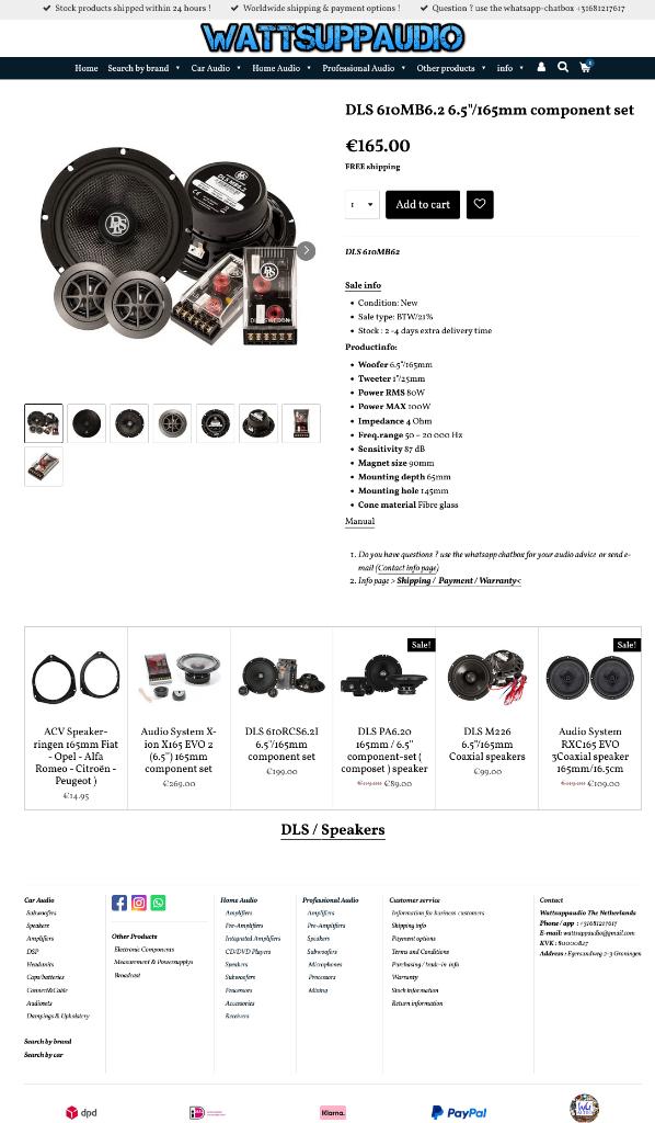 DLS 610MB6.2 6.5"/165mm Composet / SQ Speakers, Info@optimount.nl, Nieuw, Ophalen of Verzenden, Anholtseweg 48A 7091 HB DINXPERLO