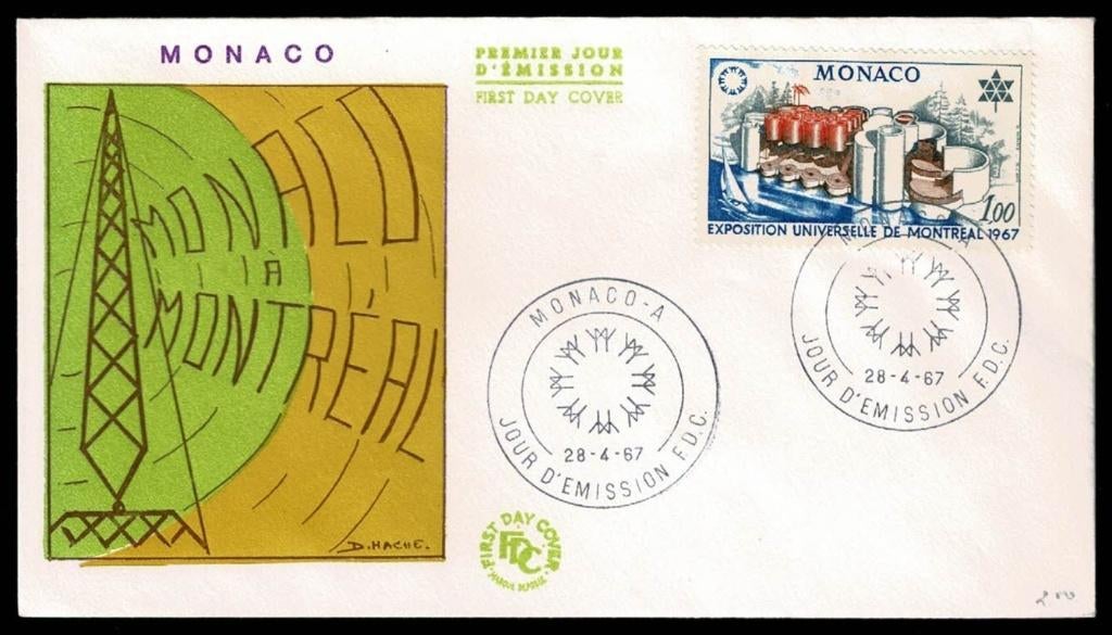 FDC : Monaco - 1967  - EXPO '67 - Michel 867, Postzegels en Munten, Postzegels | Eerstedagenveloppen, Verzenden, Onbeschreven
