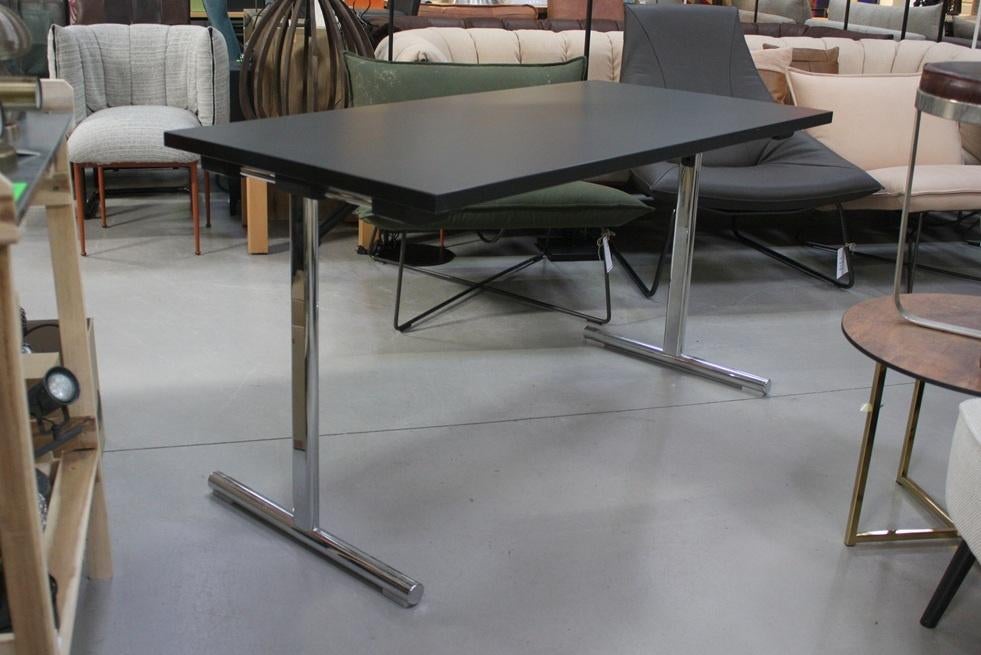 Sterke handige tafel klaptafel metaal zwart melamine 140x70, Ophalen, Zwart, Overige materialen, Zo goed als nieuw