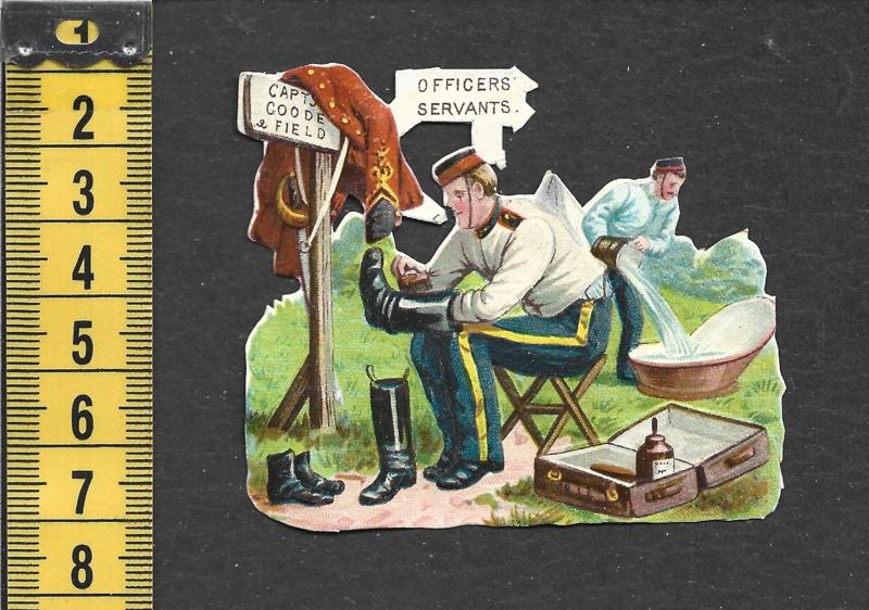 Soldaat poetst laarzen antiek poezieplaatje (784), Ophalen of Verzenden