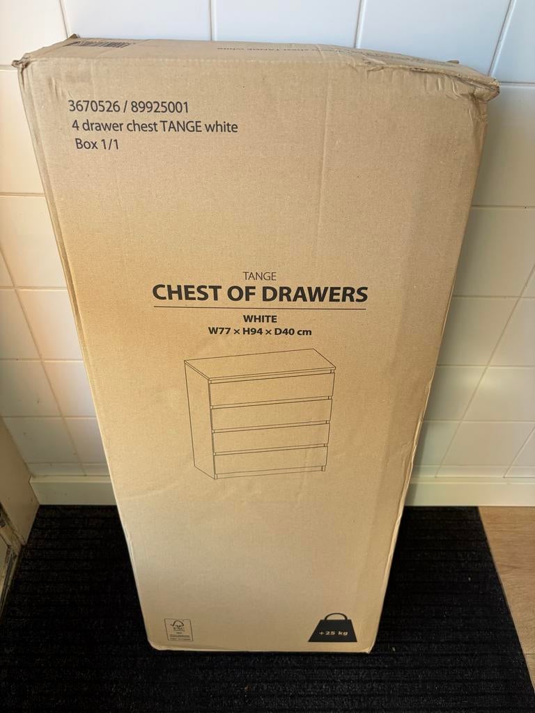 JYSK Tange ladekast wit - 4 laden, Huis en Inrichting, Kasten | Ladekasten, 100 tot 150 cm, Nieuw, 3 of 4 laden, 25 tot 50 cm