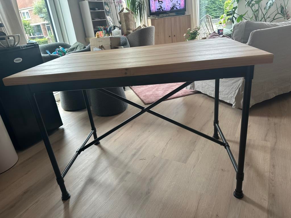 Bureau/Eettafel met Houten Blad (110x70x75cm), Huis en Inrichting, Bureaus, Zo goed als nieuw, Overige typen, IKEA, Natuurlijk