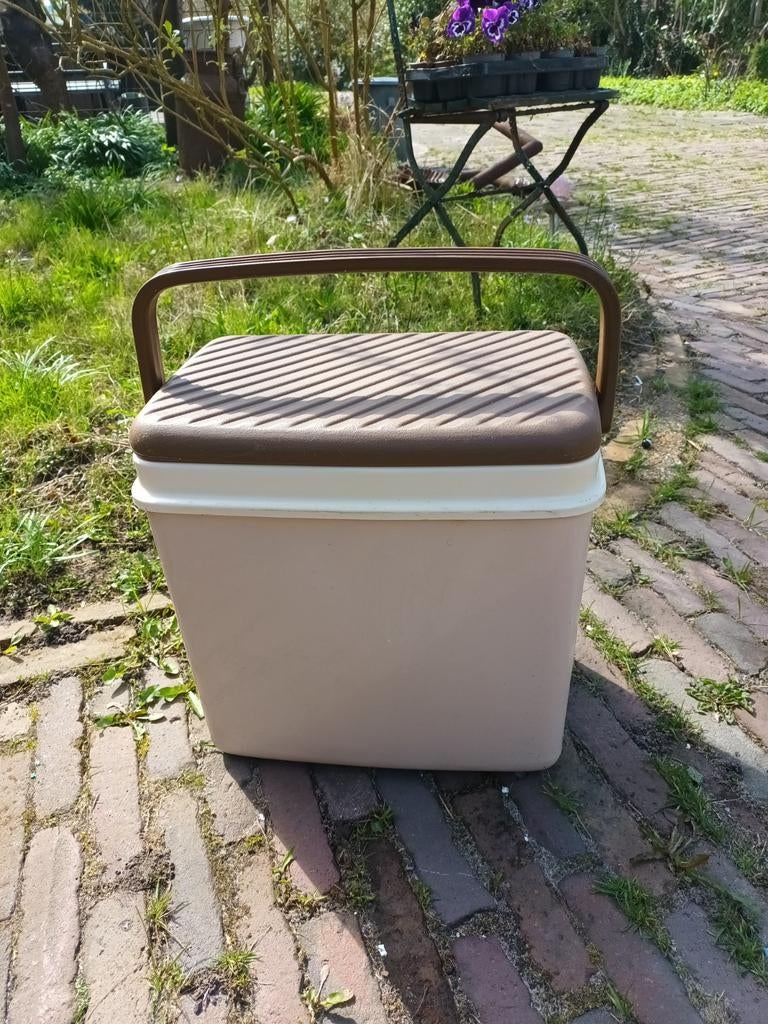 Vintage bruine / beige Curver koelbox, Ophalen of Verzenden, Koelelement