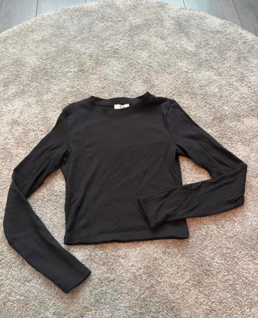 Zwarte basic longsleeve C&A maat S – 95% katoen - Cropped, Zwart, Ophalen of Verzenden, Zo goed als nieuw, Lange mouw