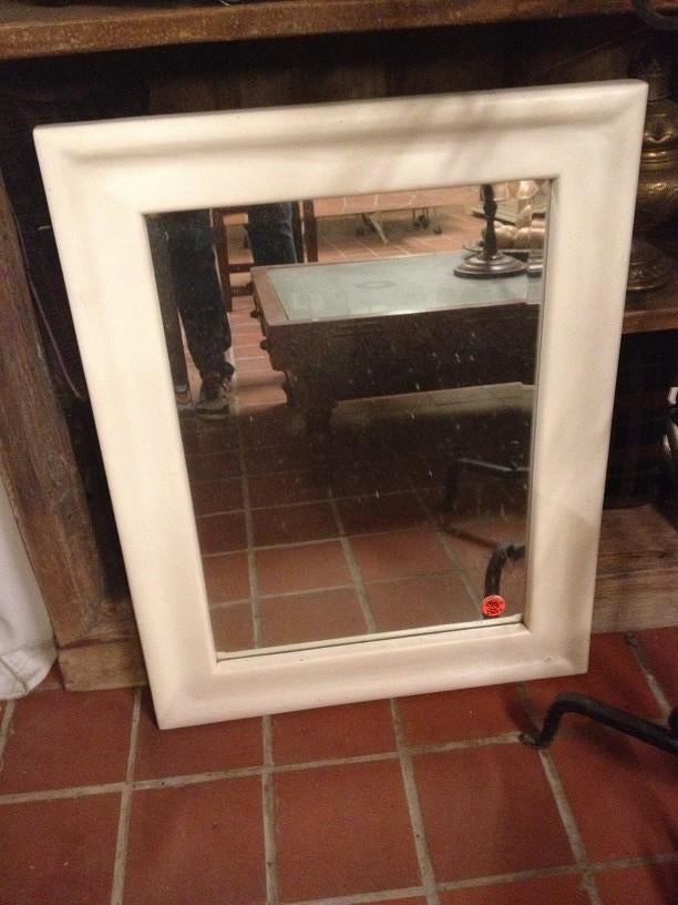 Nieuwe spiegel roomwitte lijst facetgeslepen glas flamant, Huis en Inrichting, Woonaccessoires | Spiegels, Ophalen, Minder dan 50 cm