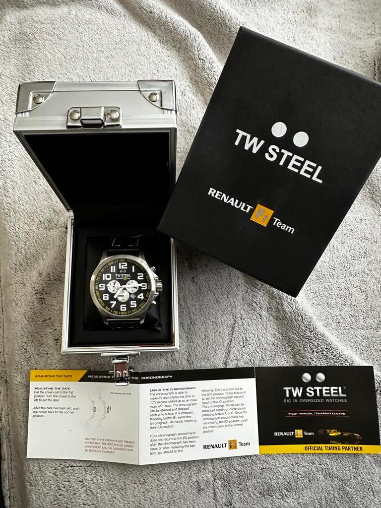 TW Steel Renault F1 Team Chronograaf - Compleet in doos, Overige merken, Staal, Polshorloge, Ophalen of Verzenden