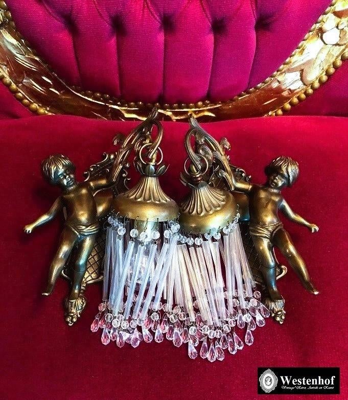 2 st. wandlampen antiek barok engelen beelden brons, Huis en Inrichting, Lampen | Wandlampen, Ophalen of Verzenden, Zo goed als nieuw