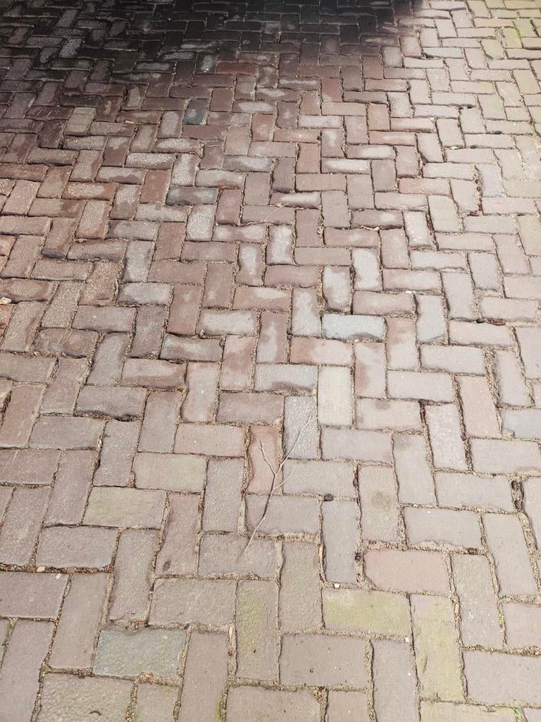 Oude hardgebakken keiformaat klinkers 35m2, Ophalen, Gebruikt, Beton, Klinkers