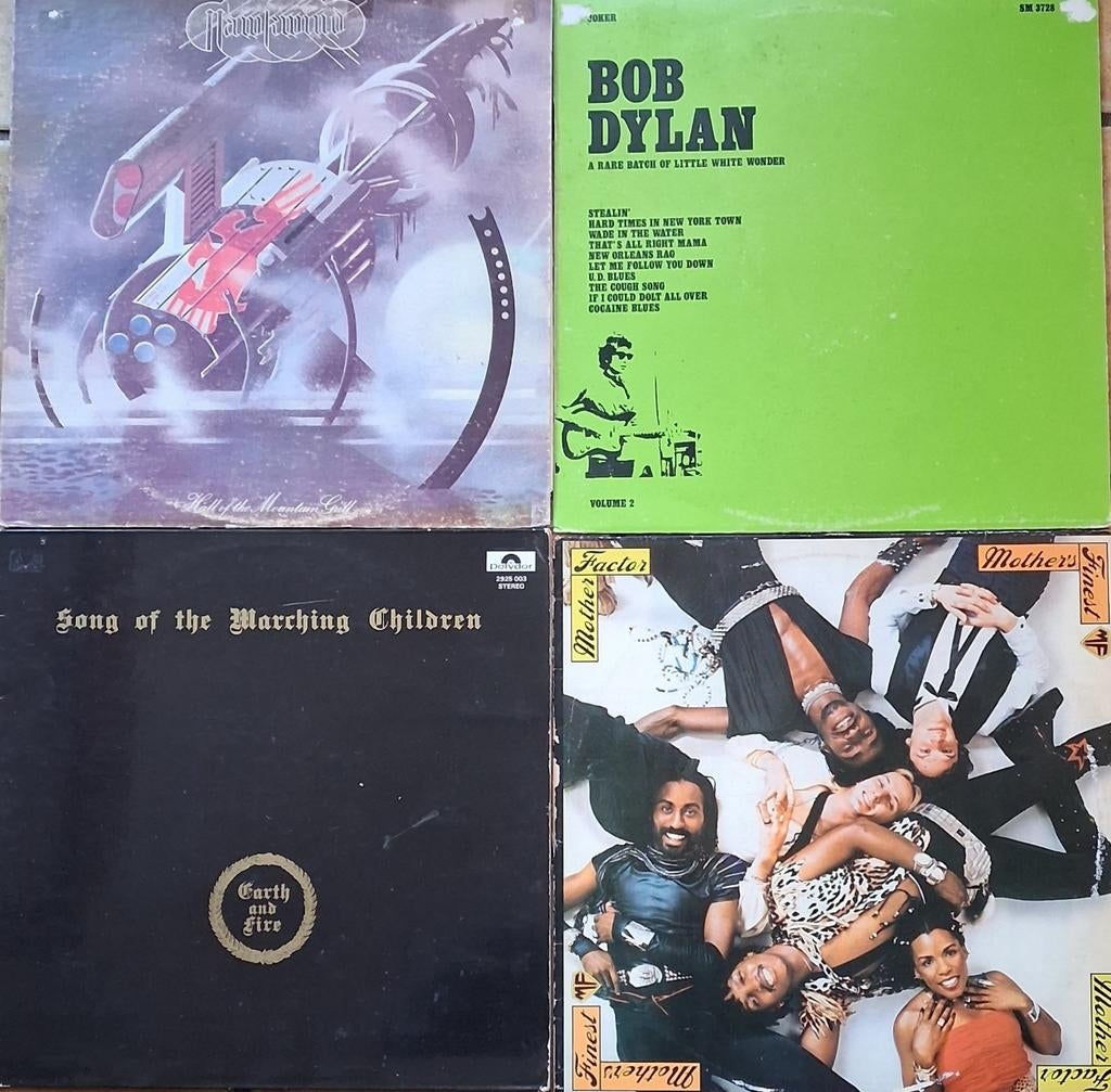 Hawkwind, Bob Dylan,  Earth and Fire, Mother's Finest. 4 Lp, Ophalen, Zo goed als nieuw, 12 inch, Poprock