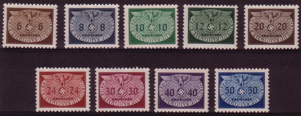 Set NSDAP Zegels uit 1940 (GG DM 16-24), Ophalen of Verzenden, Overige soorten, Duitsland, Embleem of Badge