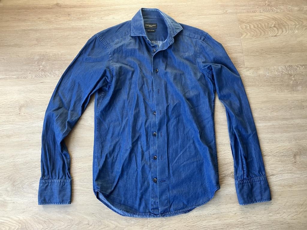 Cavallaro overhemd blauw spijkerlook maat 36, Kleding | Heren, Overhemden, Blauw, Halswijdte 38 (S) of kleiner, Ophalen of Verzenden