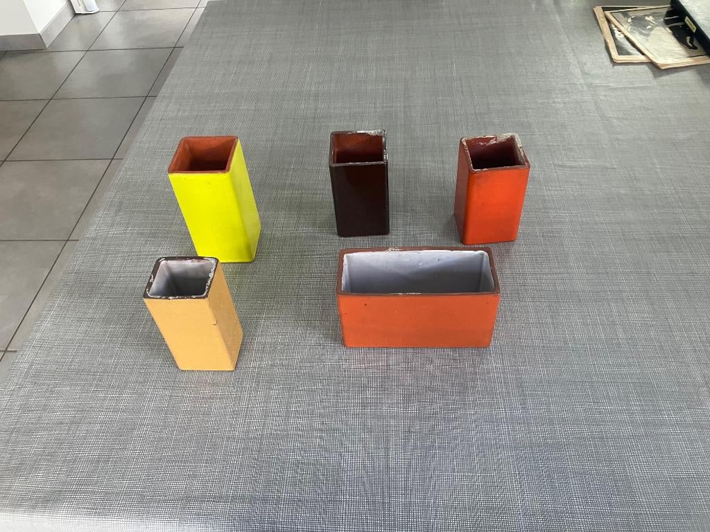 Vintage kleurrijke cactuspotjes (5 stuks), Ophalen