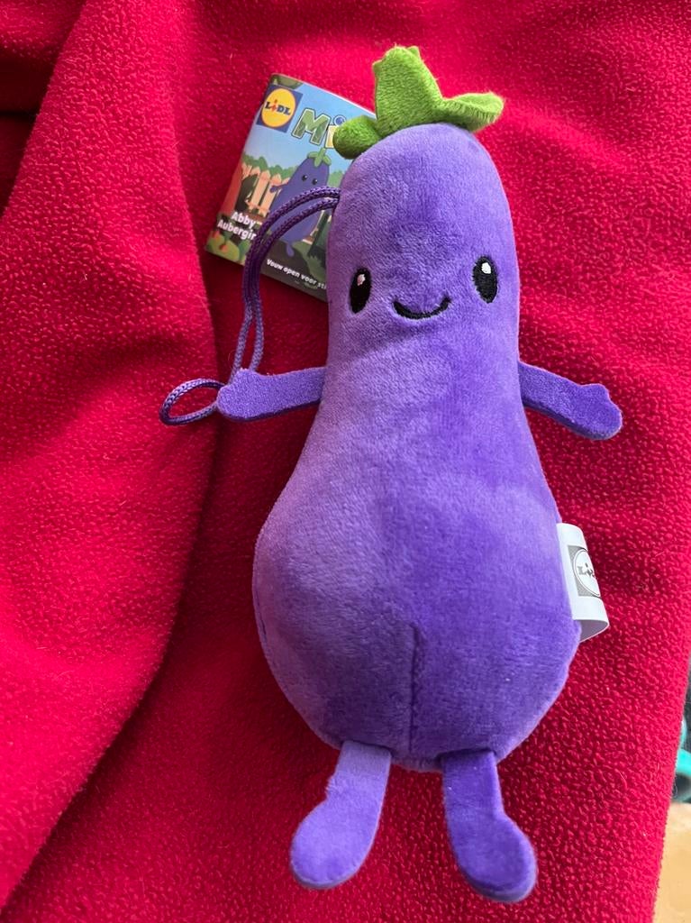 Abby aubergine lidl mini’s knuffel nieuw met kaartje, Ophalen of Verzenden, Zo goed als nieuw, Overige typen