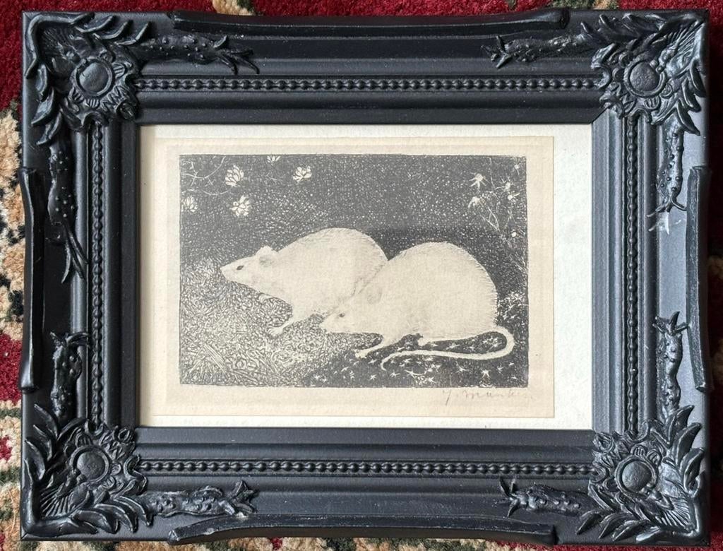Jan Mankes, “Twee muizen”, Antiek en Kunst, Kunst | Etsen en Gravures, Ophalen of Verzenden