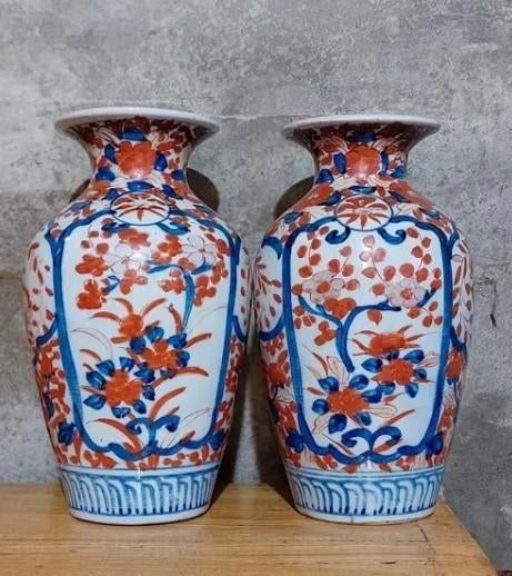 Oude antieke Japanse Imari set vazen vaas, Antiek en Kunst, Antiek | Vazen, Ophalen of Verzenden