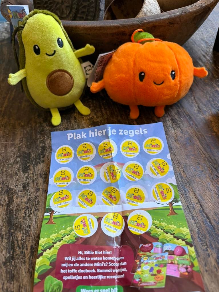 Lidl Mini’s 1 volle spaarkaart, Pien Pompoen en Avi Avocado, Lidl, Ophalen