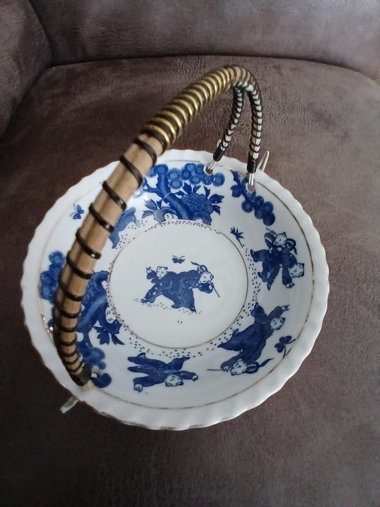 Japans blauw wit porseleinen Karako bonbonschaaltje, Antiek en Kunst, Ophalen of Verzenden