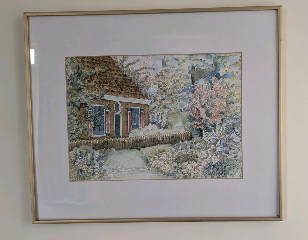 Aquarel van Lucy Heemskerk in lijst, Antiek en Kunst, Ophalen of Verzenden