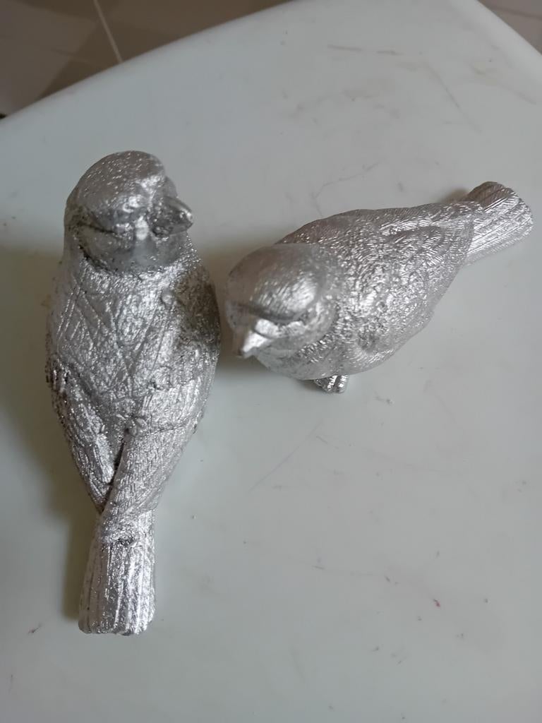 Set zilverkleurige vogels, Verzamelen, Beelden en Beeldjes, Ophalen, Zo goed als nieuw, Dier