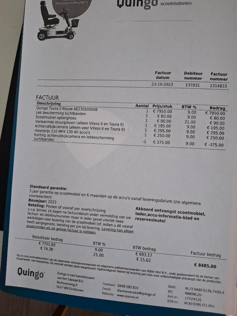 scootmobiel, Ophalen, 16 km/u of meer, 46 km of meer, Quingo