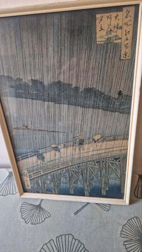 Ingelijste prent Japanse kunstenaar Utagawa Hiroshige, Antiek en Kunst, Ophalen of Verzenden