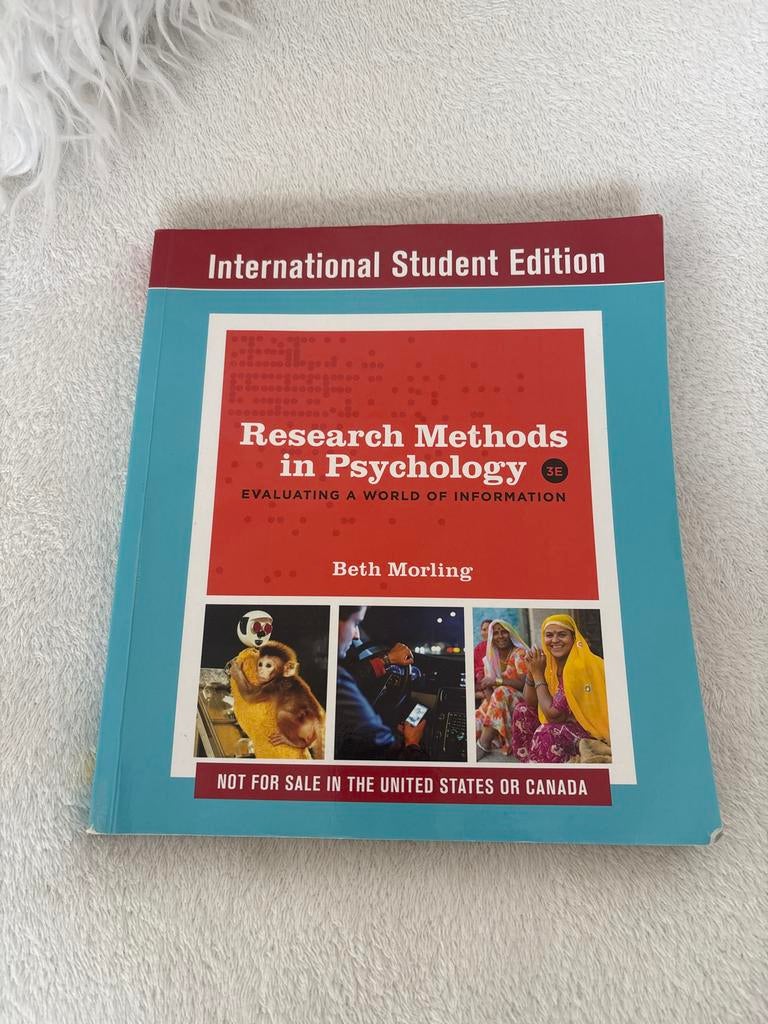 Research Methods in Psychology - Beth Morling (3e editie), Ophalen of Verzenden, Gamma, Zo goed als nieuw, HBO