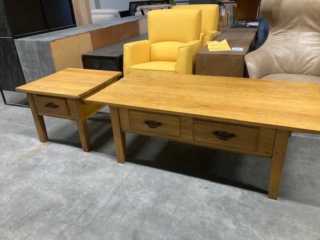 salontafel en hoektafel massief eiken SAMEN SLECHTS  €140, 100 tot 150 cm, Eikenhout, Minder dan 50 cm, Rechthoekig